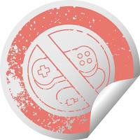 distressed circular peeling sticker symbol no gaming allowed sign vector