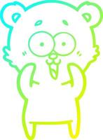 cold gradient line drawing laughing teddy  bear cartoon vector