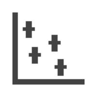 diagrama de dispersión ii glifo icono negro vector