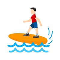 Surfing Flat Multicolor Icon vector