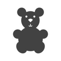 oso de peluche glifo icono negro vector