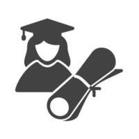 Female Graduate Glyph Black Icon vector