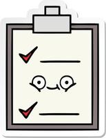 sticker of a cute cartoon check list vector