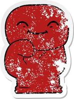 distressed sticker of a cartoon boxing glove vector