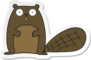 sticker of a cartoon beaver vector