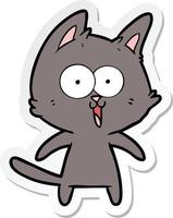 sticker of a funny cartoon cat vector