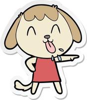 sticker of a cute cartoon dog vector