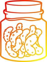 warm gradient line drawing cartoon pickled gherkins vector