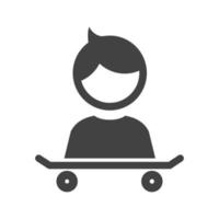 With Skateboard Glyph Black Icon vector