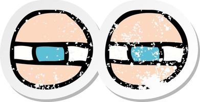 retro distressed sticker of a cartoon eyes vector