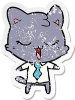 distressed sticker of a cartoon cat vector