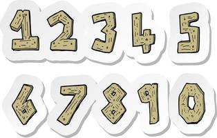 sticker of a cartoon wooden numbers vector