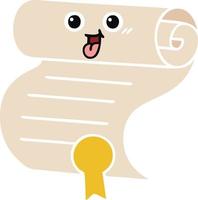flat color retro cartoon contract vector