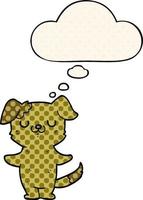 cartoon puppy and thought bubble in comic book style vector