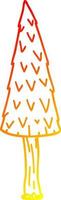 warm gradient line drawing cartoon christmas tree vector