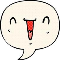 cute happy cartoon face and speech bubble in comic book style vector