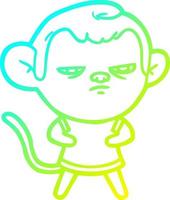 cold gradient line drawing cartoon monkey vector