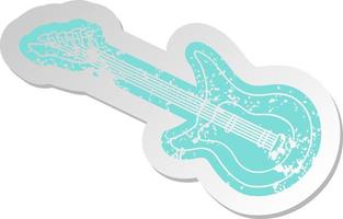 distressed old sticker of a guitar vector
