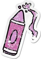 distressed sticker cartoon doodle of a pink crayon vector