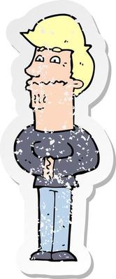 retro distressed sticker of a cartoon nervous man
