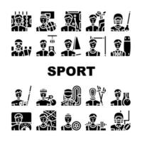 Male Sport Activities Collection Icons Set Vector