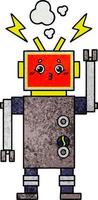 retro grunge texture cartoon robot malfunction vector