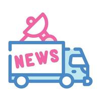 Ilustración de vector de icono de color de camión de coche de noticias