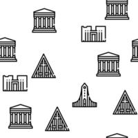 Temple Construction Vector Seamless Pattern