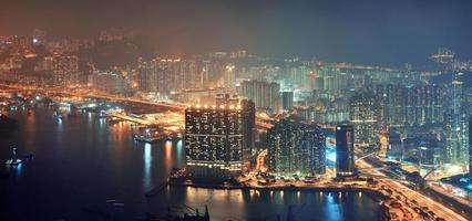 Hong Kong aerial night photo