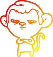 warm gradient line drawing cartoon monkey vector