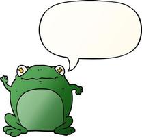 cartoon frog and speech bubble in smooth gradient style vector