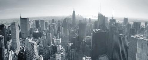 New York City skyline black and white photo