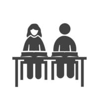 Students Sitting Glyph Black Icon vector