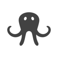 Octopus Face Glyph Black Icon vector