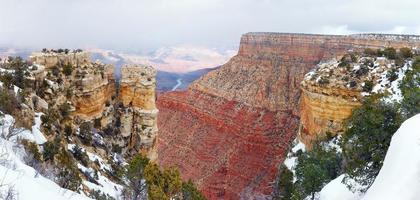 Grand Canyon panorama view in winter with snow photo