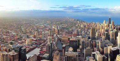 Chicago skyline at sunset photo