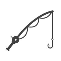 Fishing Rod Glyph Black Icon vector