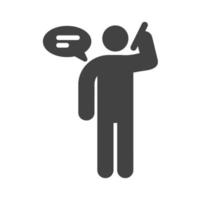 Talking on Phone Glyph Black Icon vector