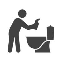 hombre limpieza baño glifo icono negro vector