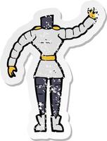 pegatina retro angustiada de un cuerpo de robot femenino de dibujos animados vector