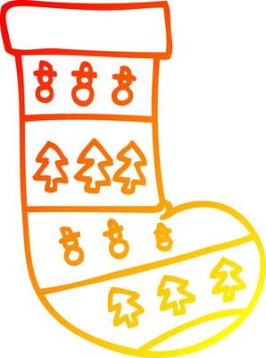 warm gradient line drawing cartoon christmas stockings