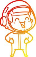 warm gradient line drawing happy cartoon astronaut vector