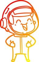 warm gradient line drawing happy cartoon astronaut vector