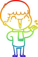 rainbow gradient line drawing cartoon happy man vector
