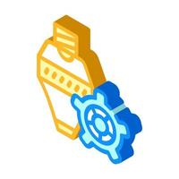 consumables, print head and gear isometric icon vector illustration