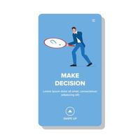 Make Decision Businessman With Magnifier Vector