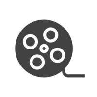 carrete de película glifo icono negro vector