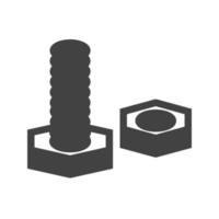Nut and Bolt Glyph Black Icon vector