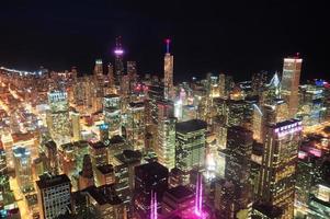 Chicago night aerial view photo