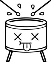 line drawing cartoon drum vector